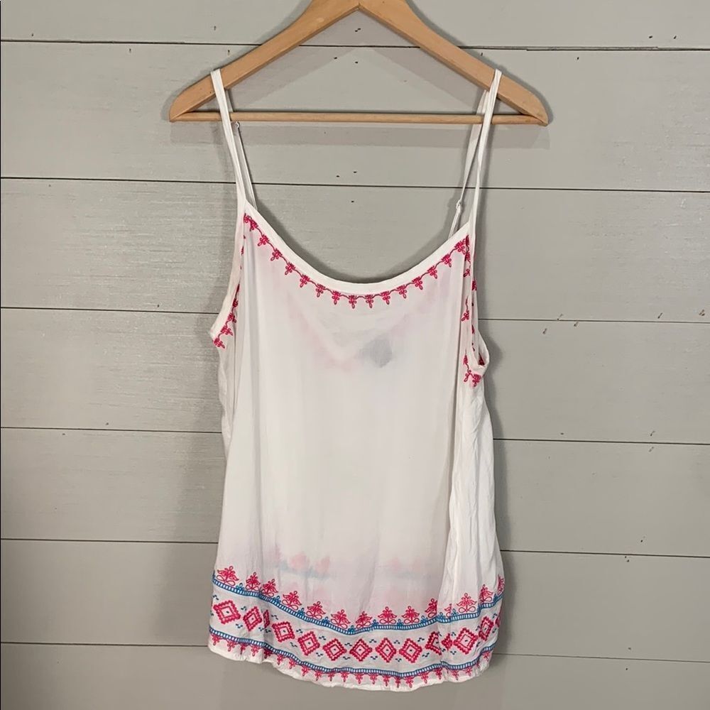 Torrid Embroidered White and Pink Women's spaghetti strap summer tank top